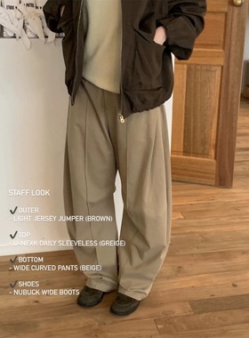 现货PREON工厂自制秋季新款设计感通勤百搭简约弯刀休闲裤ethos