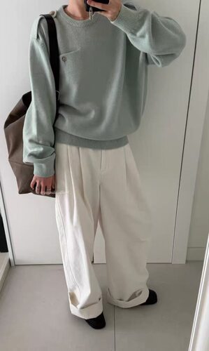 现货PREON工厂自制秋冬新款肩章设计感圆领羊毛针织衫moondal