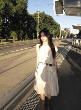 现货PREON工厂自制夏季新款气质蕾丝拼接圆领连衣裙snugnook同款