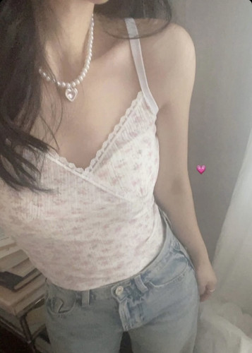 现货PREON工厂自制夏季清透蕾丝小碎花吊带背心内搭叠穿上衣