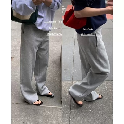 PREON工厂自制秋冬新款通勤百搭松弛感灰色运动风休闲裤ribbonbit