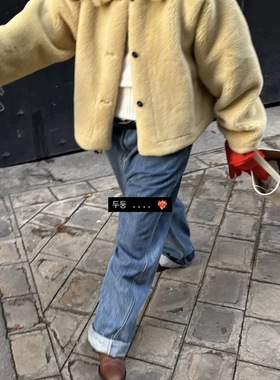 陆续PREON工厂自制冬季新款环保毛毛保暖翻领短款外套ethos