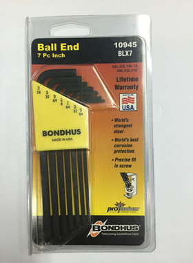 美国波顿BONDHUS英制加长球头内六角扳手套装10945原装进口BLX7