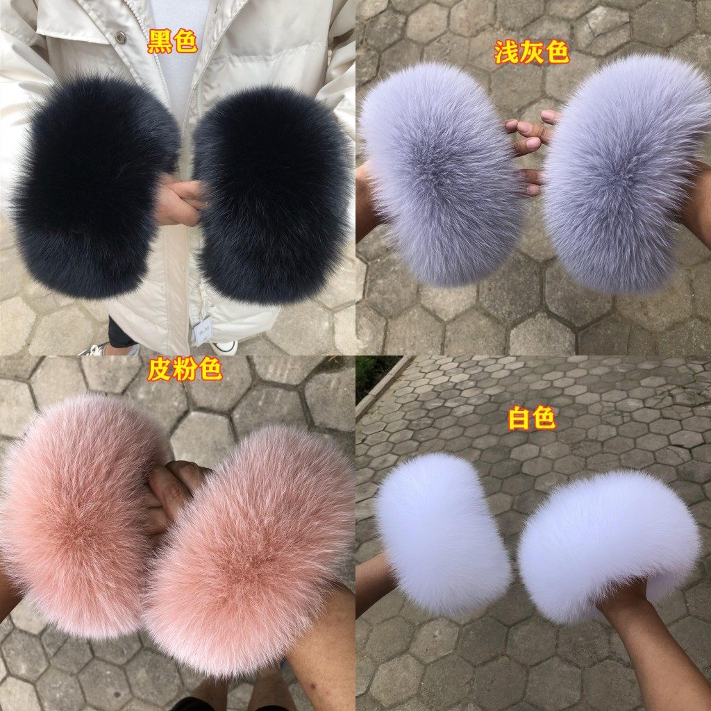真狐狸毛皮草袖口狐狸毛加厚保暖