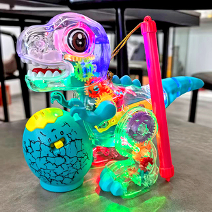 儿童元宵节十五手提灯笼电动发光音乐女男孩益智透明齿轮恐龙礼物