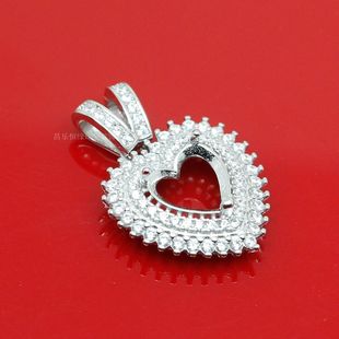 8mm吊坠空托 P370 心形8 925银镀白金