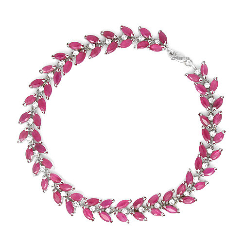 贵菲尔   925银天然红宝石手链