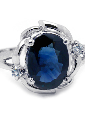 贵菲尔珠宝    925银天然蓝宝石戒指cy-A79001