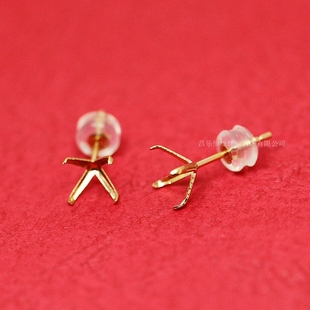 圆形3.5 18k金耳钉托 7mm 代镶嵌莫桑钻石 6.5 18k金