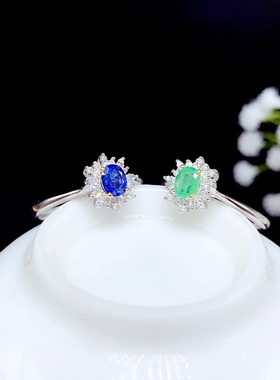 纯银斯里兰卡蓝宝石戒指空托