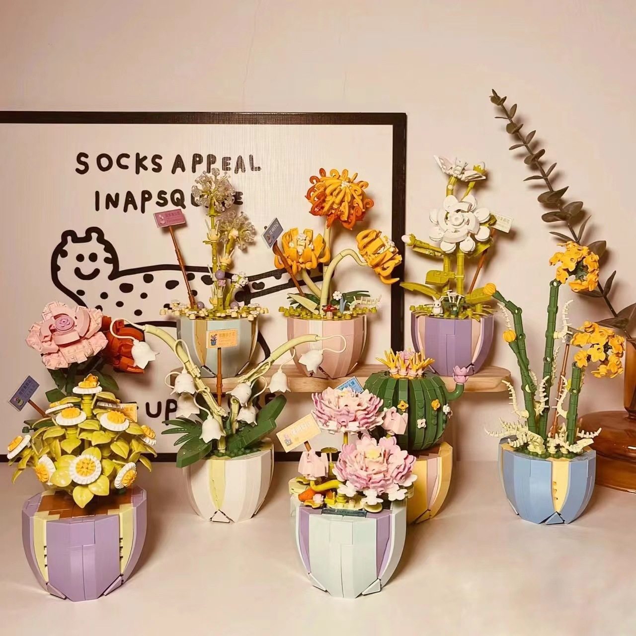 唯乐创想花束积木盆栽花间日记系列小颗粒拼装模型女孩摆件玩具