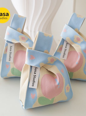 三八女神节加厚针织手提包便携礼袋伴手礼手拎包郁金香花朵针织包