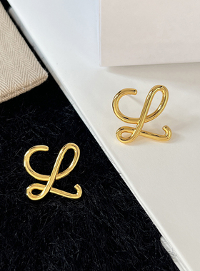罗家耳钉女简约设计L字母耳环ins金色轻奢高级感时尚潮流耳环百搭