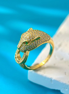 欧美2025新款豹子头戒指个性指环