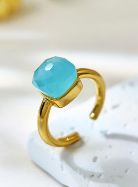 新中式开口宝石戒指女水晶食指戒