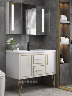 北欧新中式 洗脸盆洗手盆实木洗漱盆B049 橡木浴室柜组合卫浴落地式