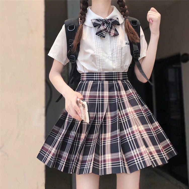【黑粉】你下课了吗正统jk百褶裙制服裙黑格校供学院风短裙半身裙