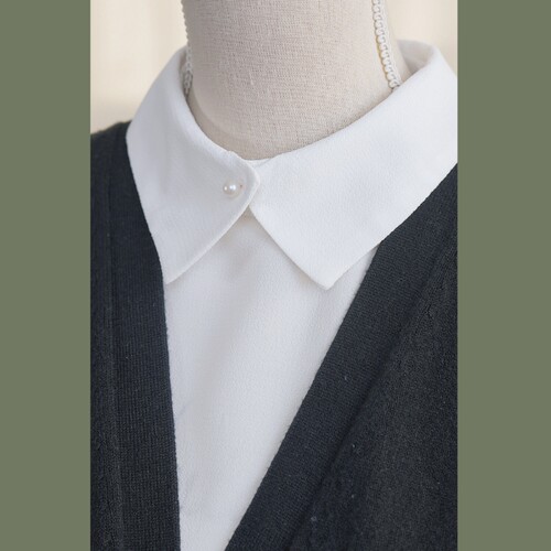 上班穿优雅且别致白色肌理假领子