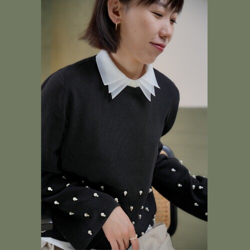 有设计感小细节高级尖领无袖衬衫