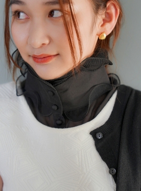 TT unique 原创设计黑色神秘绚烂木耳边高领内搭假领子衣服装饰领