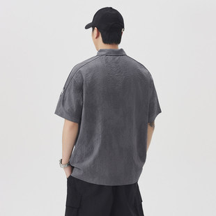 官方旗舰店痞帅POLO衫男2026夏季肌理感短袖T恤纯色翻领上衣服
