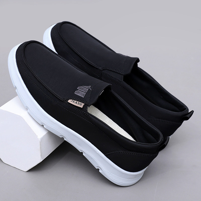 老北京布鞋男春季新款一脚蹬套脚休闲透气防水防滑鞋软底轻便开车