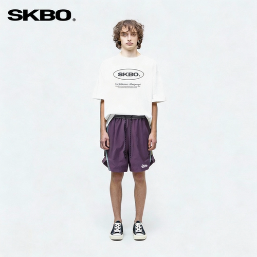 SKBO 沙滩短裤男款夏季潮牌高街美式运动高端裤子休闲五分中裤男