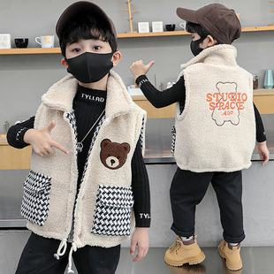 男童洋气冬款马甲2026新款儿童帅气羊羔毛坎肩上衣外套秋冬季衣服
