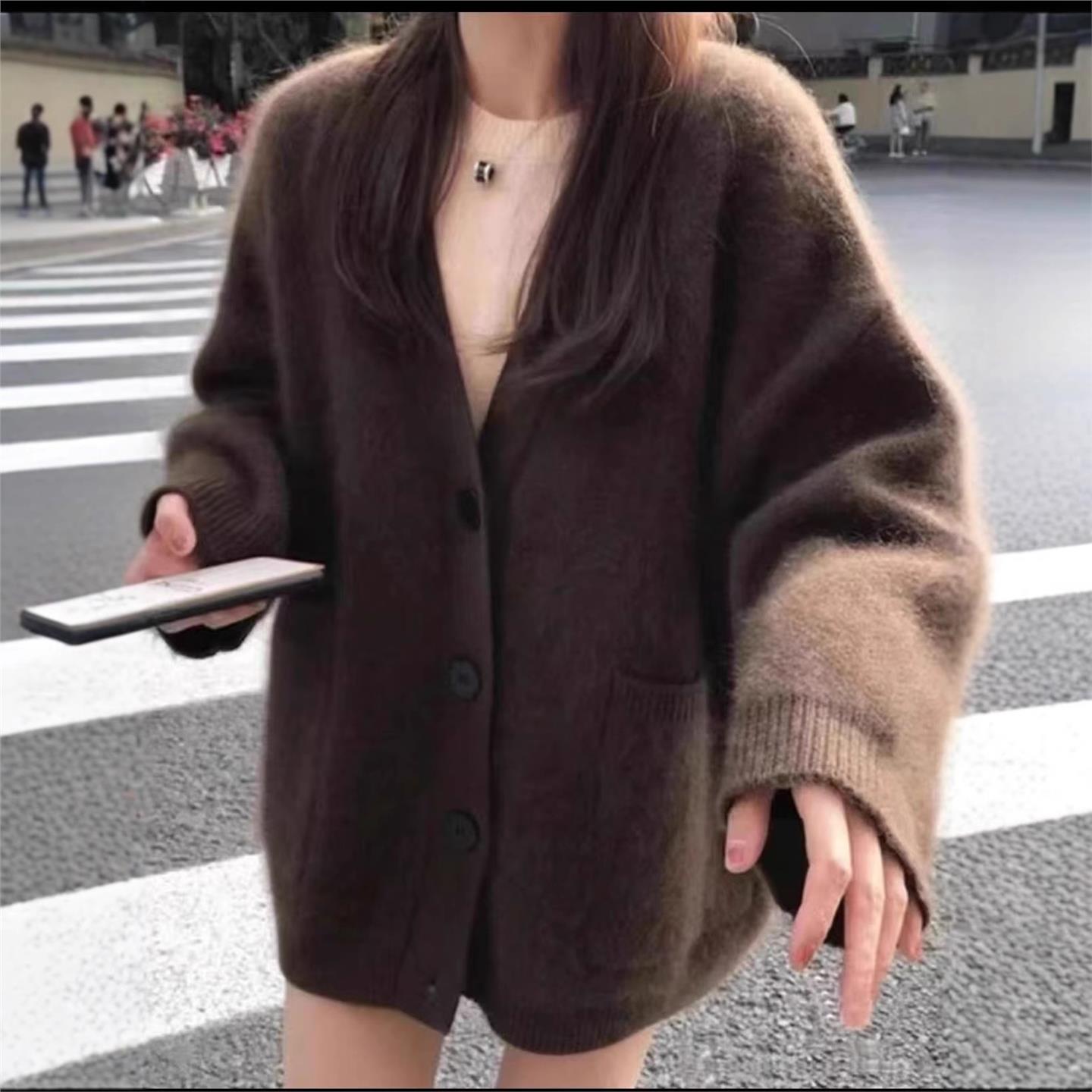 高级感针织开衫外套厚宽松上衣