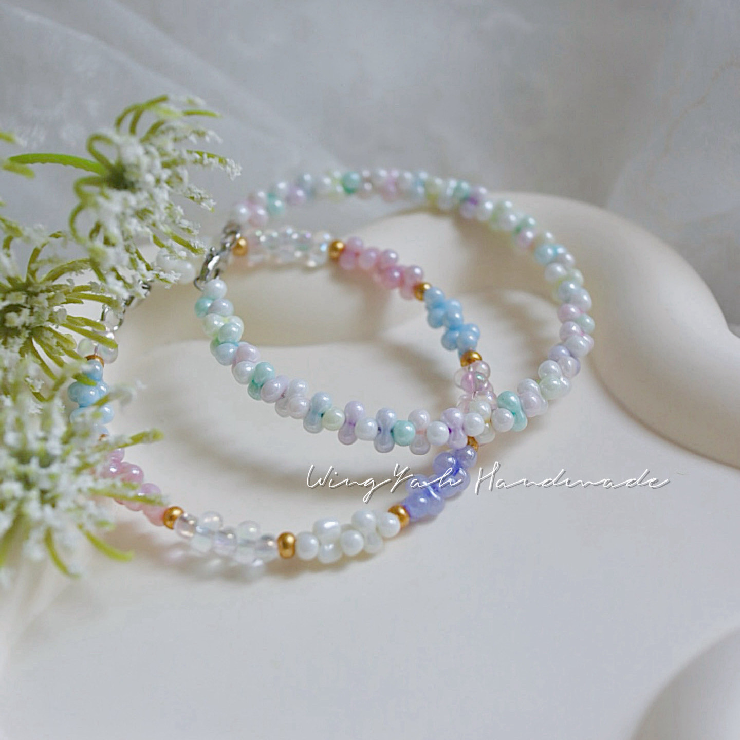 WingYah原创甜心少女系列花生珠手环清新甜美糖果百搭叠戴ins手链