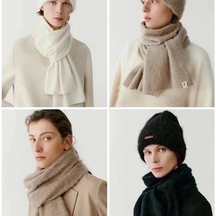 小禾原纱康赛妮A级纯山羊绒原厂拉毛工艺围巾帽子