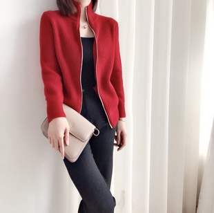 清仓baby cashmere 100%小山羊绒加厚高领LP同款羊绒衫拉链开衫