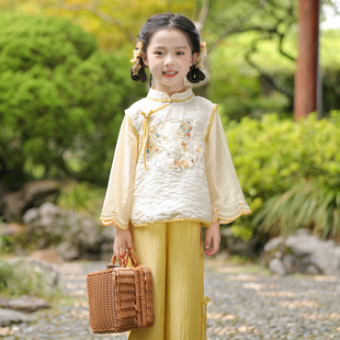 女童新中式 小女孩国风套装 中秋国庆唐装 汉服 2025春秋宝宝古风秋季