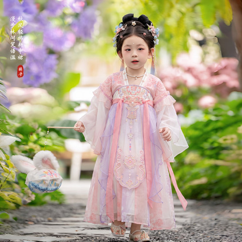 汉服女童26年秋季新款263015揽月华儿童改良汉服重工刺绣仙女裙
