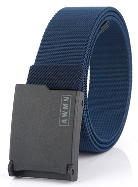 新款AWMN休闲男士弹力腰带百搭牛仔裤无金属内腰带安检裤带塑料扣