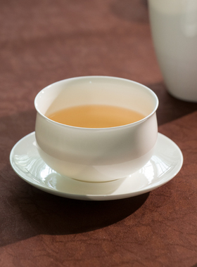 潮州超薄胎骨瓷主人杯罗汉杯禅定杯大肚杯饮茶白色简约大气茶杯