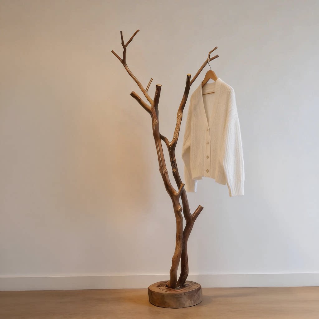 天然实木落地干树枝衣帽架家用卧室名宿装饰衣服挂架服装店展示架图片