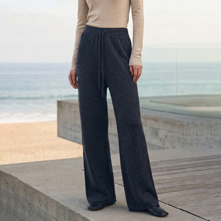 微廓休闲直筒长裤 COMMON Nav」100%绵羊毛卷边针织裤 灵 VALUE「