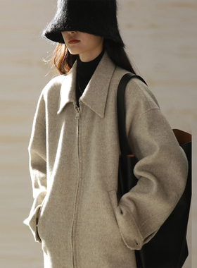 COMMON VALUE「河堤 La jetée」进口双面羊呢短夹克拉链短外套