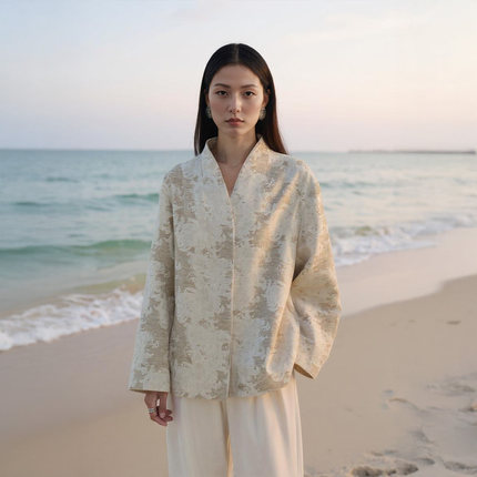 COMMON VALUE「 河堤 La jetee 」新中式提花上衣 禅意领开衫外套