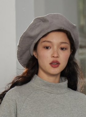 COMMON VALUE 日本进口灯芯绒 灰色加宽贝雷帽 复古中性原创设计