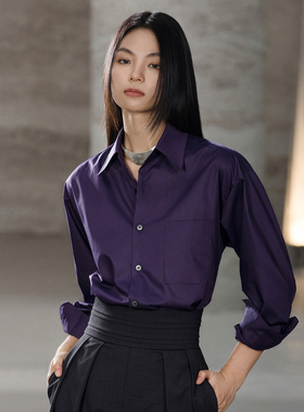 COMMON VALUE 丝光长袖宽松衬衣中性休闲衬衫