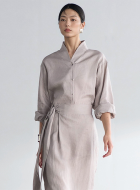 COMMON VALUE「 禅 Pāra 」中式盘扣禅意领衬衣亚麻透气叠襟衬衫