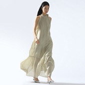 日本进口莱赛尔纤维 COMMON VALUE 挂脖A字连衣裙