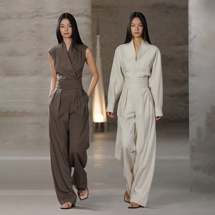 【鹦鹉梨严选】COMMON VALUE 古典腰封阔腿裤 进口空气绒 23D4104