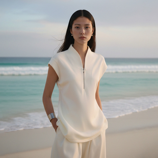 Nav」 灵 新中式 禅意领体t恤 极简背心 COMMON 半拉链无袖 VALUE「