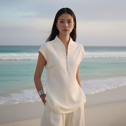 新中式禅意领体t恤无袖极简背心