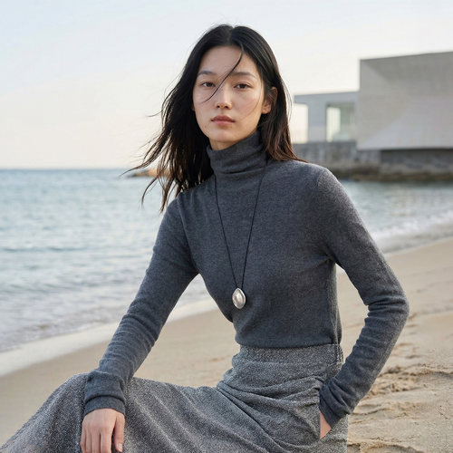 COMMON VALUE秋冬新款100%山羊绒高领打底毛衫针织衫极简修身毛衣