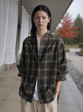 COMMON VALUE「 龛 Niche 」新中式禅意领衬衣 格纹宽松防晒衬衫