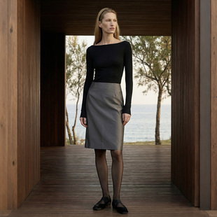 VALUE「玄丝砚」真丝毛缎感半裙 COMMON